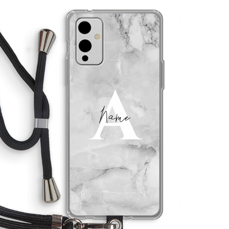 Ivory Marble: OnePlus 9 Transparant Hoesje met koord