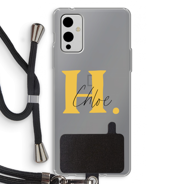 Amber Script: OnePlus 9 Transparant Hoesje met koord