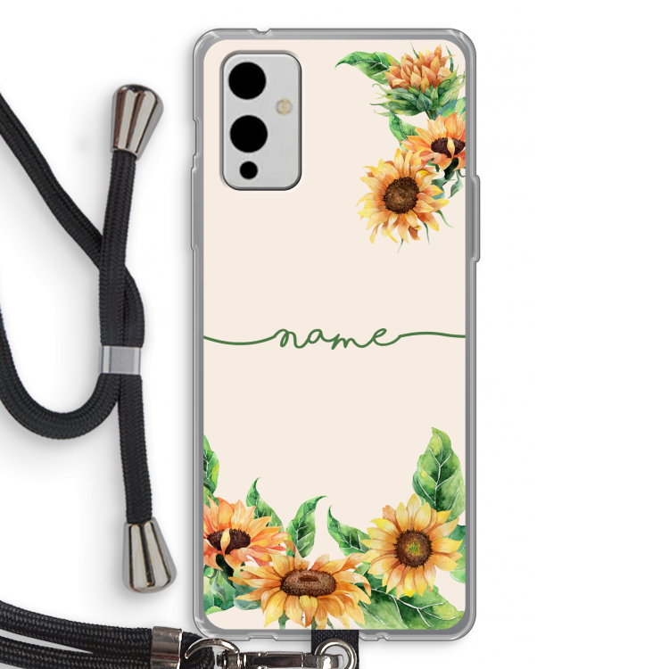 Zonnebloemen: OnePlus 9 Transparant Hoesje met koord