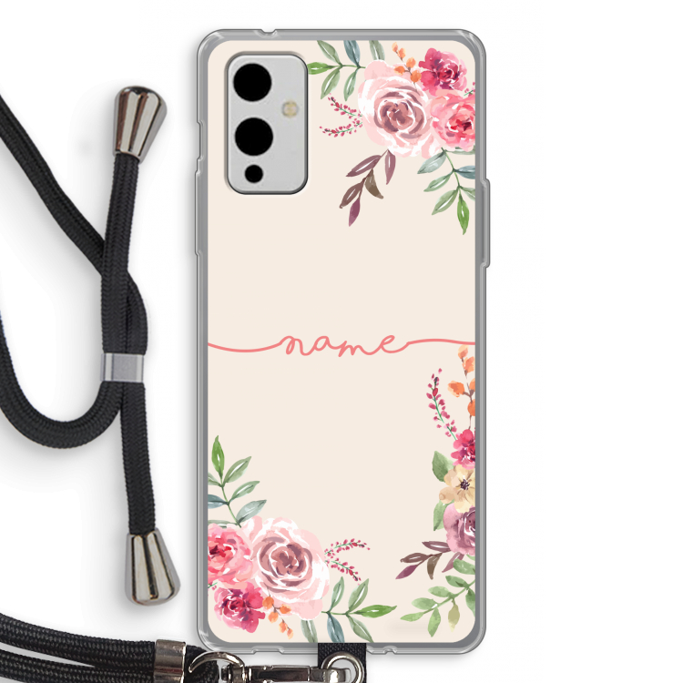 Rozen: OnePlus 9 Transparant Hoesje met koord