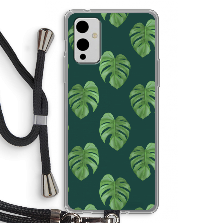 Monstera leaves: OnePlus 9 Transparant Hoesje met koord