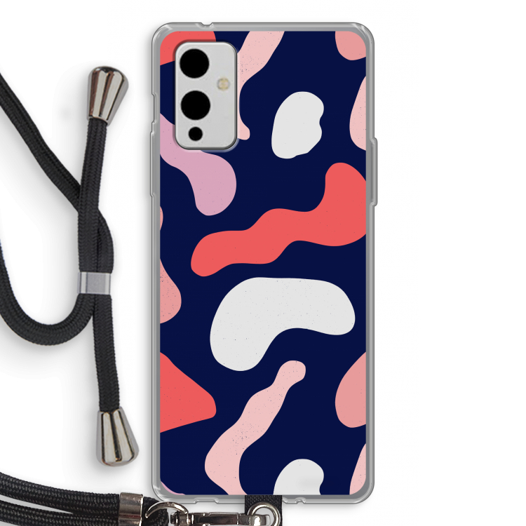 Memphis Shapes Pink: OnePlus 9 Transparant Hoesje met koord