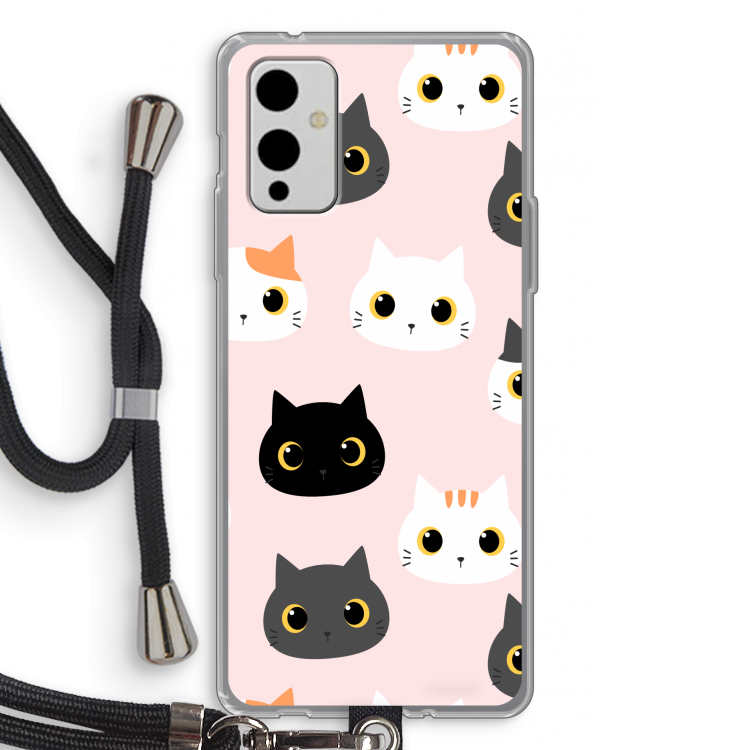 Katten: OnePlus 9 Transparant Hoesje met koord