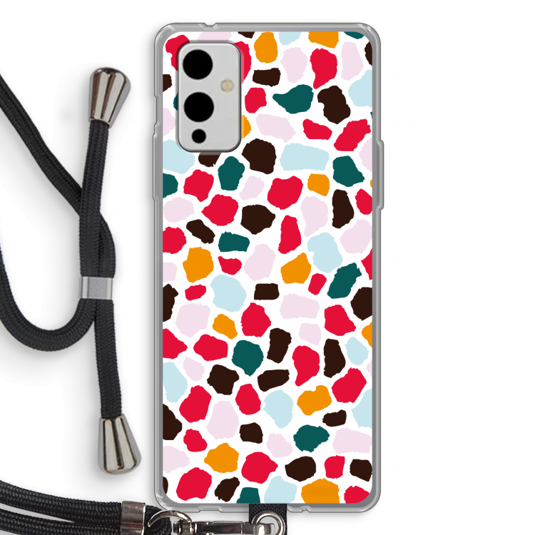 Colored Giraffe: OnePlus 9 Transparant Hoesje met koord