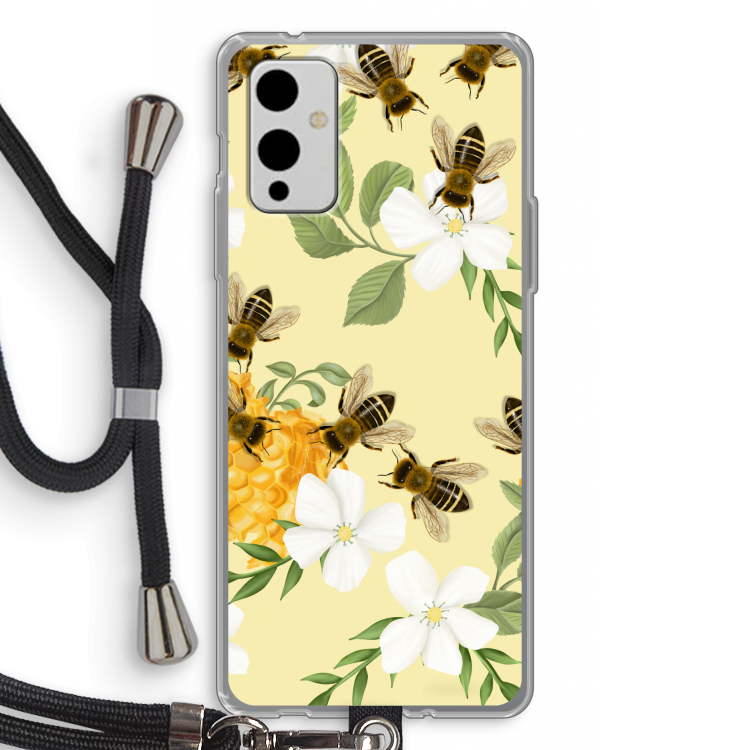 No flowers without bees: OnePlus 9 Transparant Hoesje met koord
