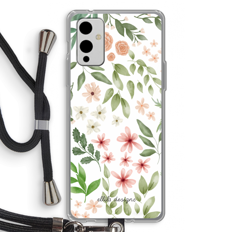 Botanical sweet flower heaven: OnePlus 9 Transparant Hoesje met koord