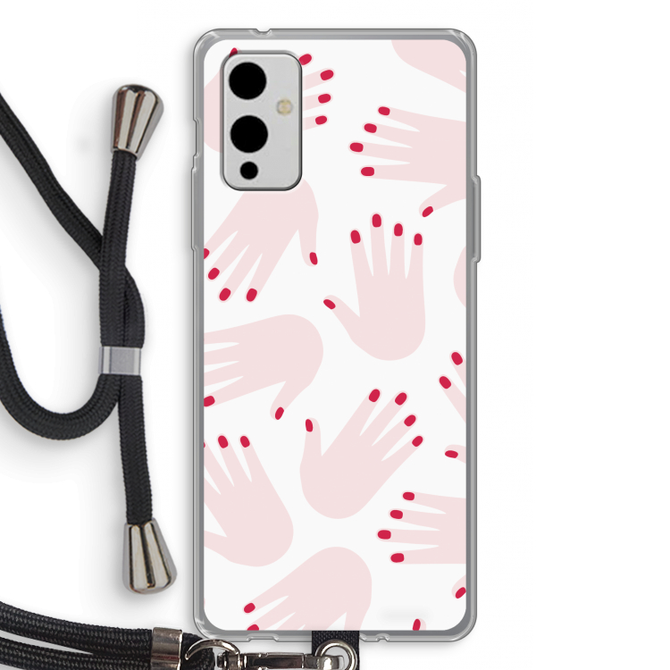 Hands pink: OnePlus 9 Transparant Hoesje met koord