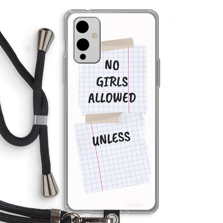 No Girls Allowed Unless: OnePlus 9 Transparant Hoesje met koord