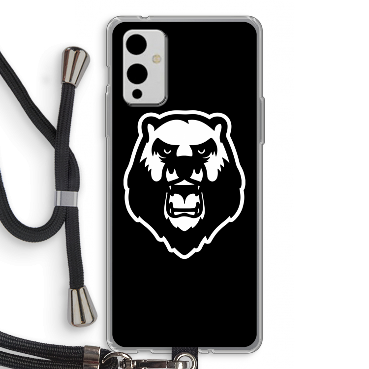 Angry Bear (black): OnePlus 9 Transparant Hoesje met koord