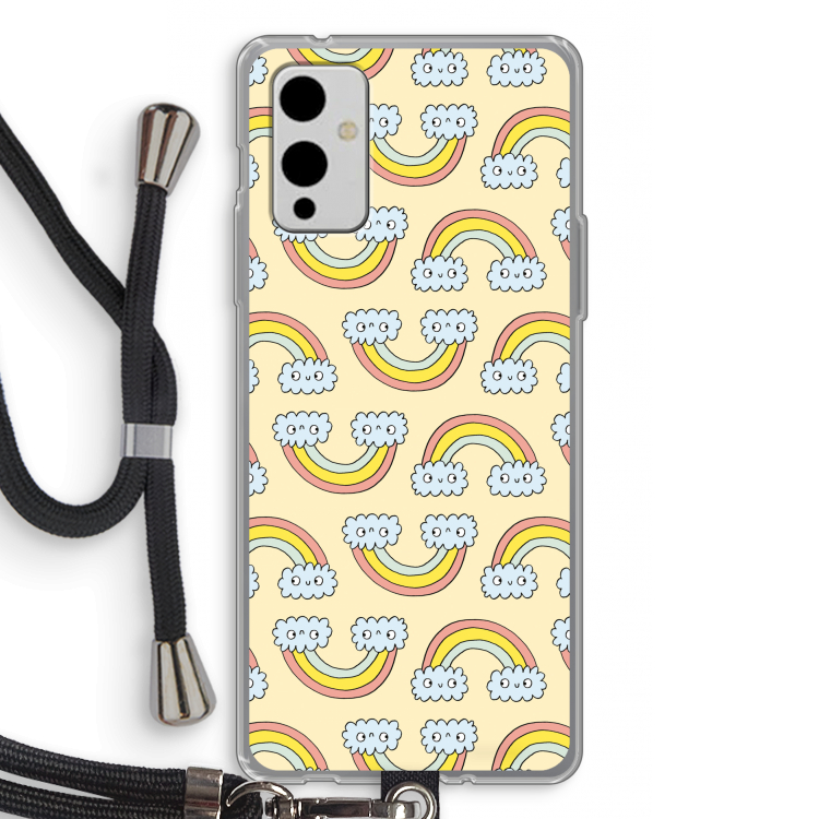 Regenboog: OnePlus 9 Transparant Hoesje met koord