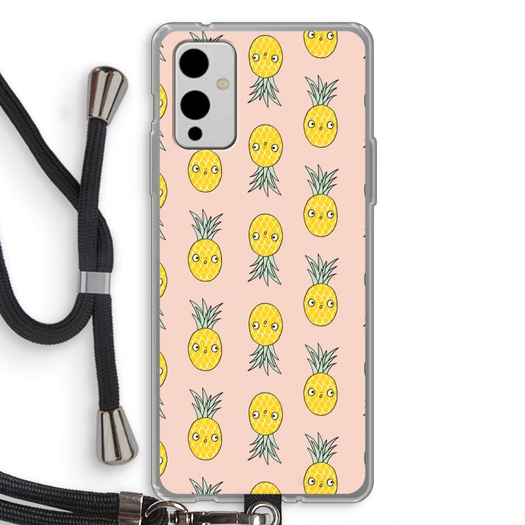 Ananas: OnePlus 9 Transparant Hoesje met koord
