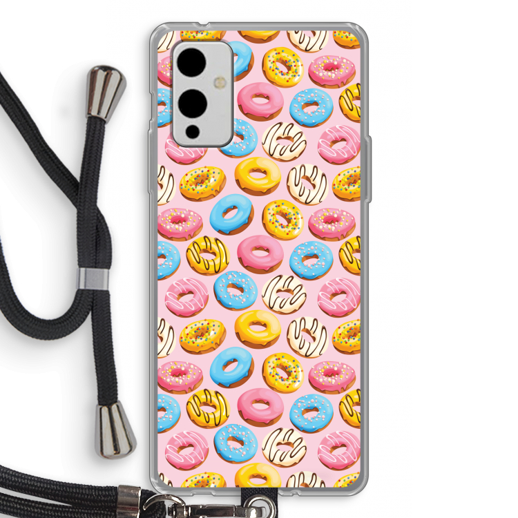 Pink donuts: OnePlus 9 Transparant Hoesje met koord
