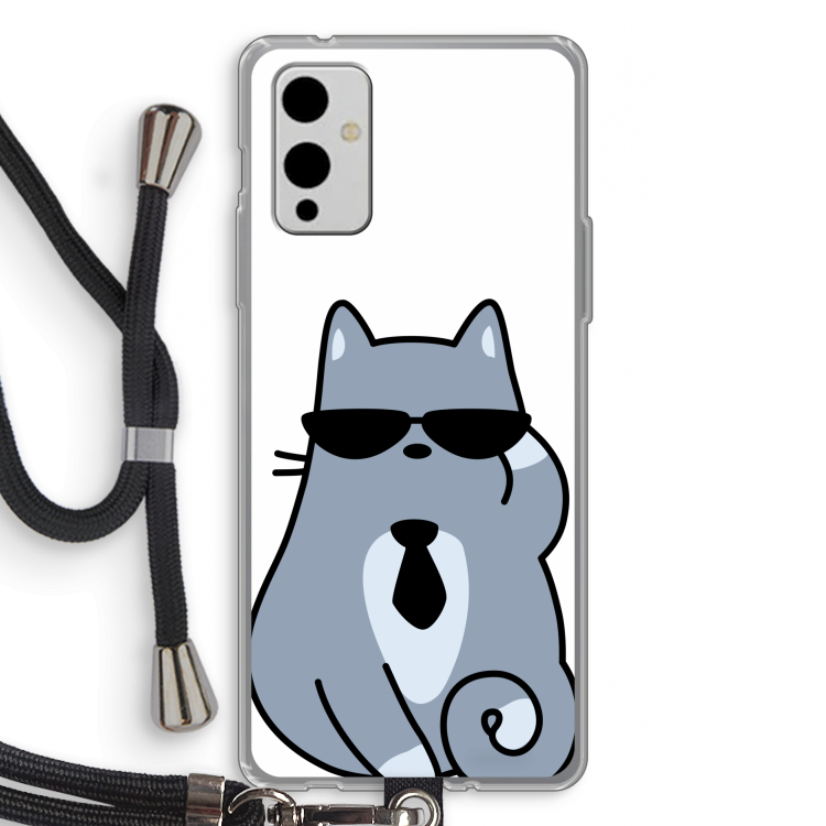 Cool cat: OnePlus 9 Transparant Hoesje met koord
