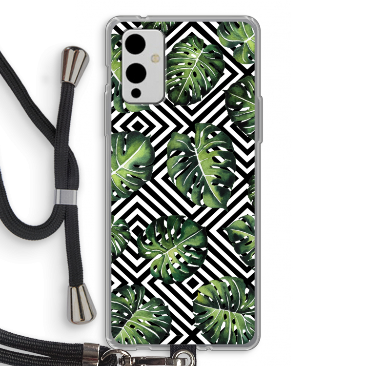 Geometrische jungle: OnePlus 9 Transparant Hoesje met koord