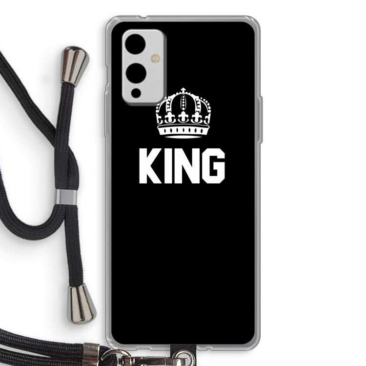 King zwart: OnePlus 9 Transparant Hoesje met koord