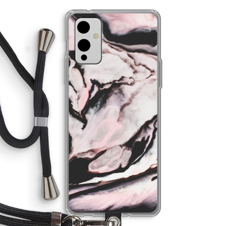 Roze stroom: OnePlus 9 Transparant Hoesje met koord