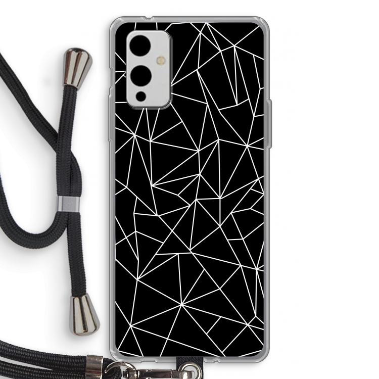Geometrische lijnen wit: OnePlus 9 Transparant Hoesje met koord
