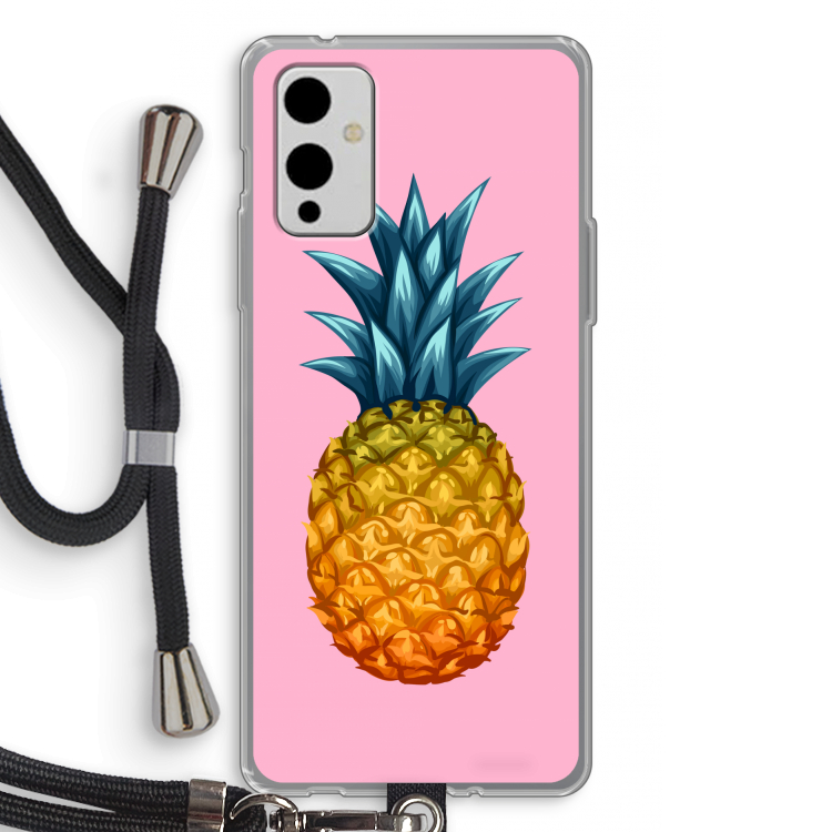Grote ananas: OnePlus 9 Transparant Hoesje met koord