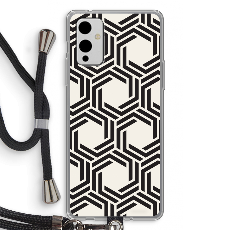 Geometrisch patroon: OnePlus 9 Transparant Hoesje met koord