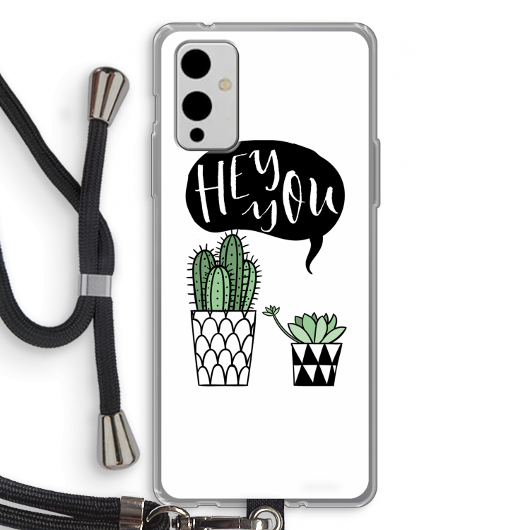 Hey you cactus: OnePlus 9 Transparant Hoesje met koord