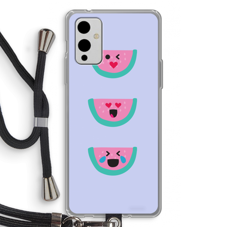 Smiley watermeloen: OnePlus 9 Transparant Hoesje met koord