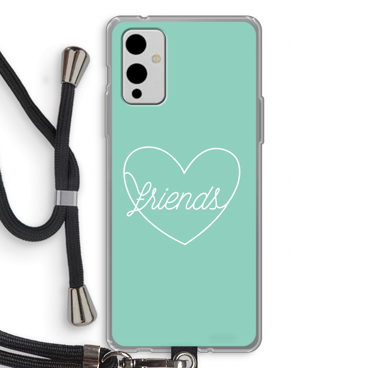 Friends heart pastel: OnePlus 9 Transparant Hoesje met koord