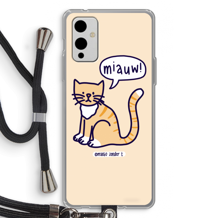 Miauw: OnePlus 9 Transparant Hoesje met koord