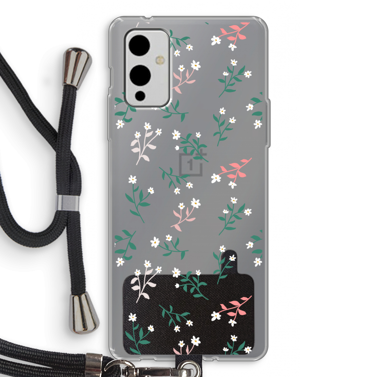 Small white flowers: OnePlus 9 Transparant Hoesje met koord