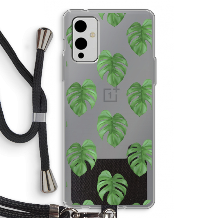 Monstera leaves: OnePlus 9 Transparant Hoesje met koord