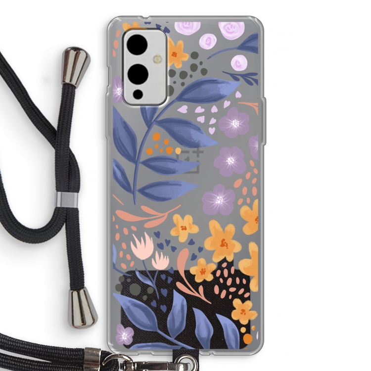 Flowers with blue leaves: OnePlus 9 Transparant Hoesje met koord