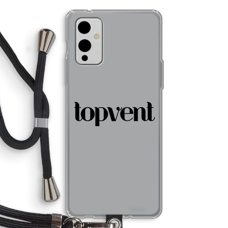 Topvent Grijs Zwart: OnePlus 9 Transparant Hoesje met koord