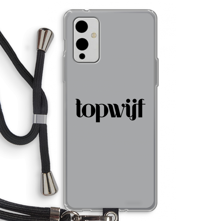 Topwijf Grijs Zwart: OnePlus 9 Transparant Hoesje met koord