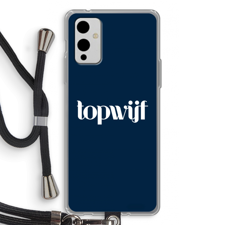 Topwijf Navy: OnePlus 9 Transparant Hoesje met koord
