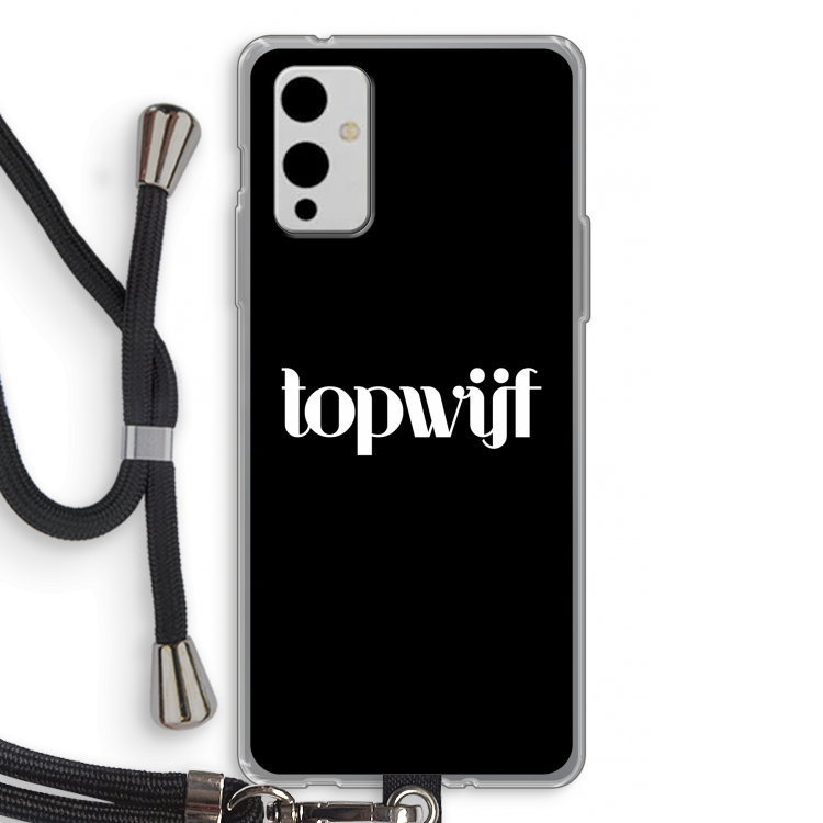 Topwijf Zwart: OnePlus 9 Transparant Hoesje met koord
