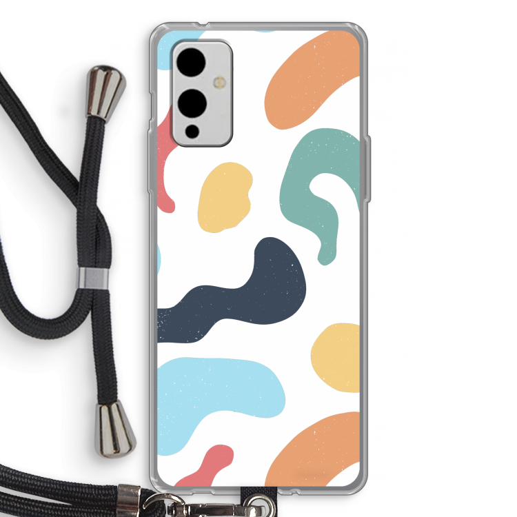 Memphis Shapes Blue: OnePlus 9 Transparant Hoesje met koord