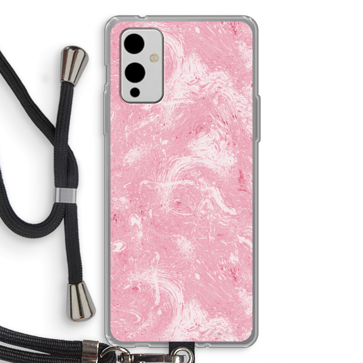 Abstract Painting Pink: OnePlus 9 Transparant Hoesje met koord