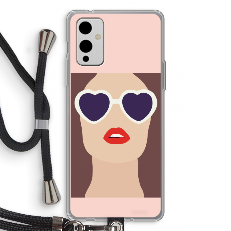 Red lips: OnePlus 9 Transparant Hoesje met koord
