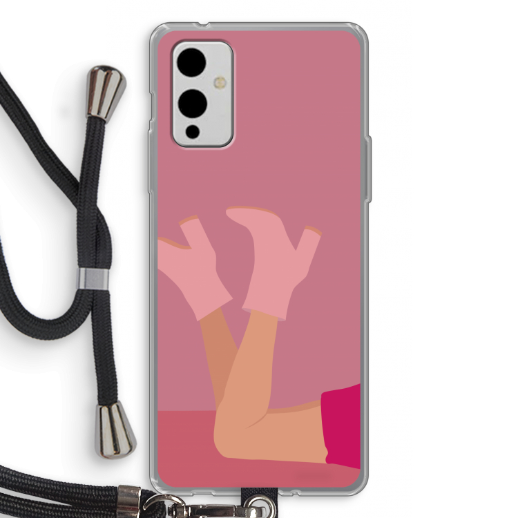 Pink boots: OnePlus 9 Transparant Hoesje met koord
