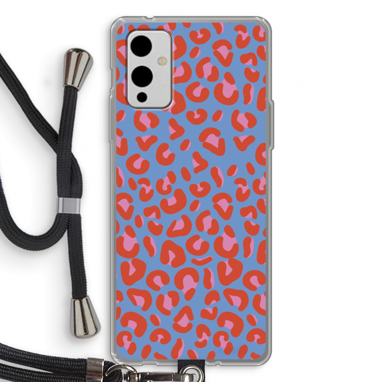 Leopard blue: OnePlus 9 Transparant Hoesje met koord