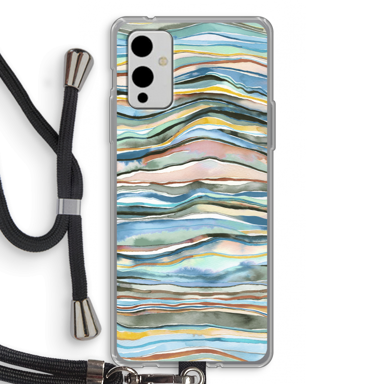 Watercolor Agate: OnePlus 9 Transparant Hoesje met koord