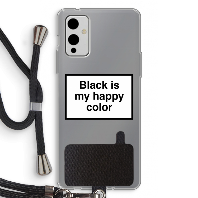 Black is my happy color: OnePlus 9 Transparant Hoesje met koord