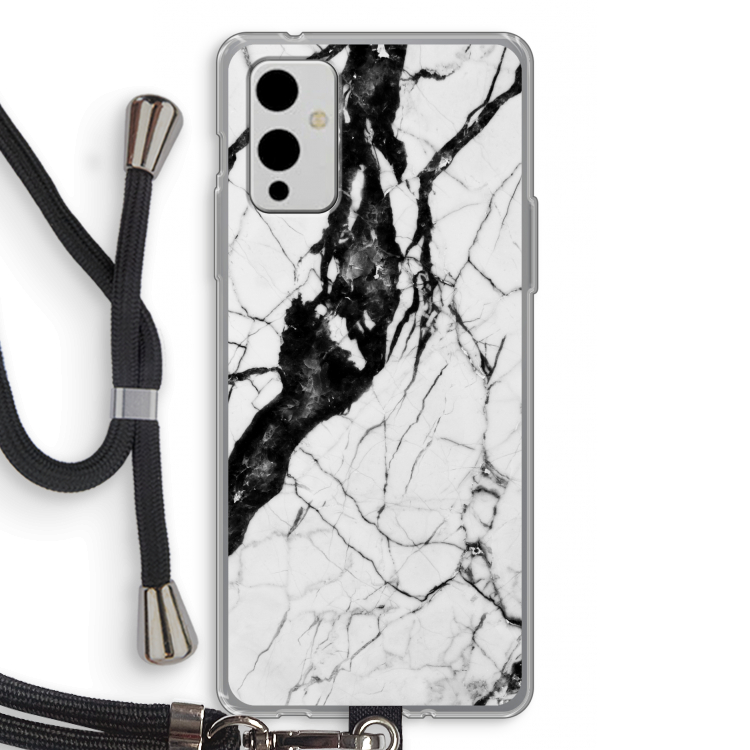 Witte marmer 2: OnePlus 9 Transparant Hoesje met koord