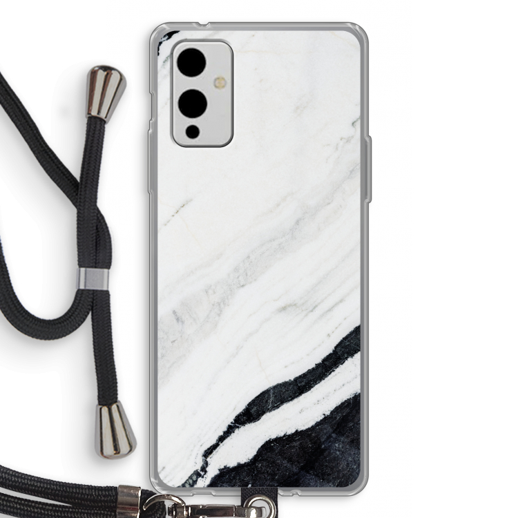 Elegante marmer: OnePlus 9 Transparant Hoesje met koord