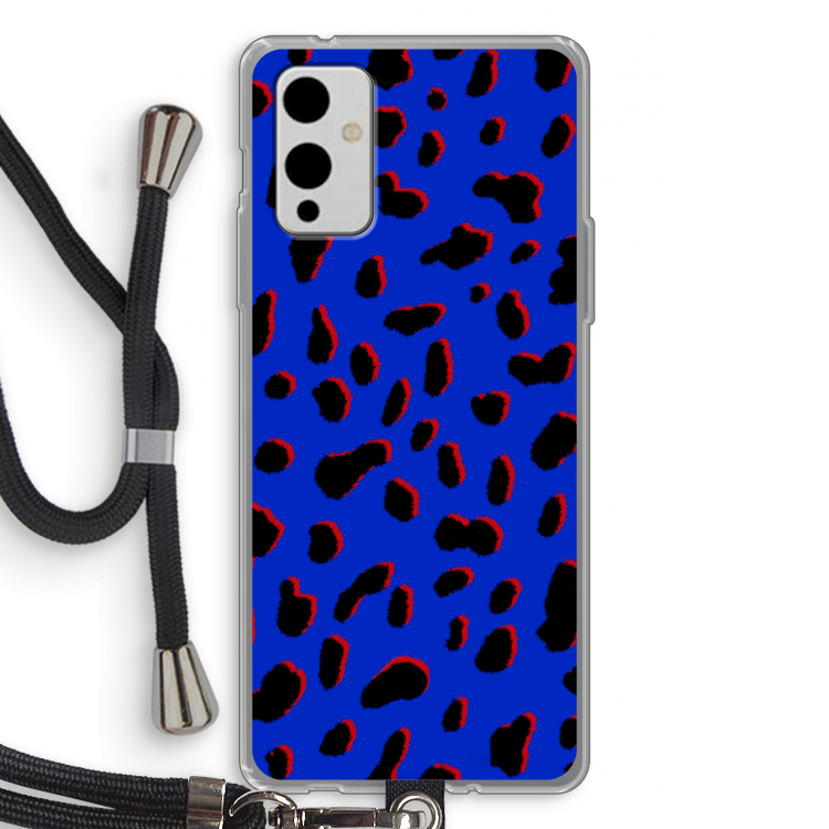 Blue Leopard: OnePlus 9 Transparant Hoesje met koord