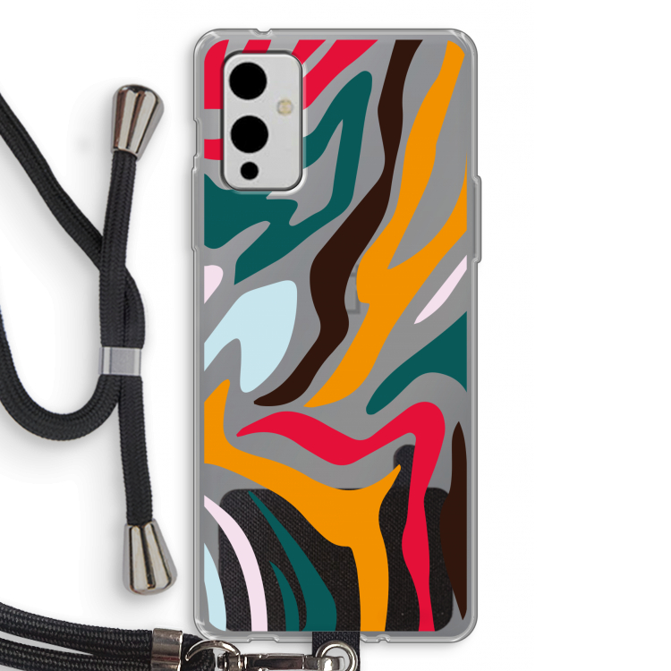 Colored Zebra: OnePlus 9 Transparant Hoesje met koord