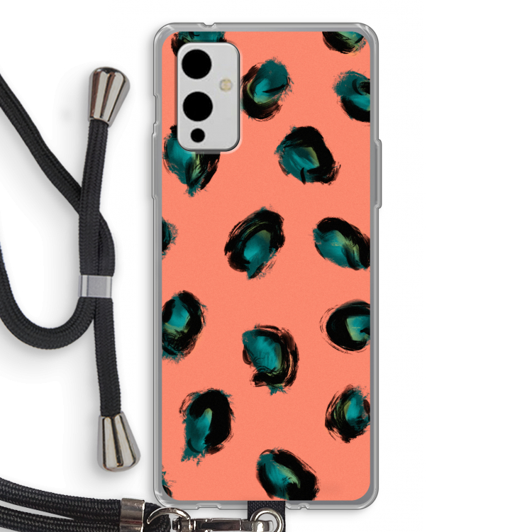 Pink Cheetah: OnePlus 9 Transparant Hoesje met koord