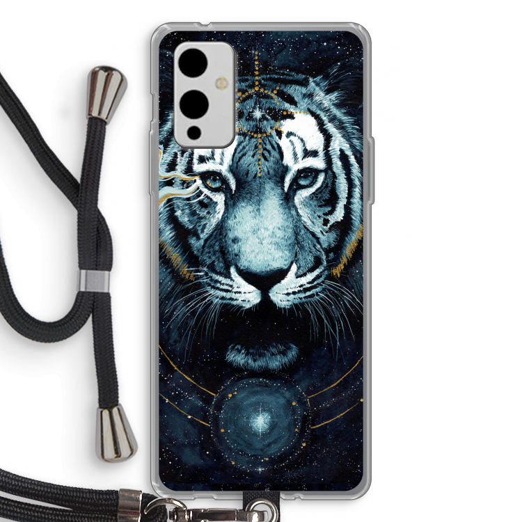Darkness Tiger: OnePlus 9 Transparant Hoesje met koord