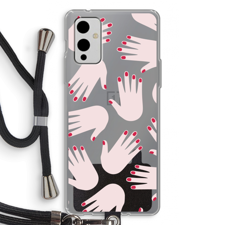 Hands pink: OnePlus 9 Transparant Hoesje met koord