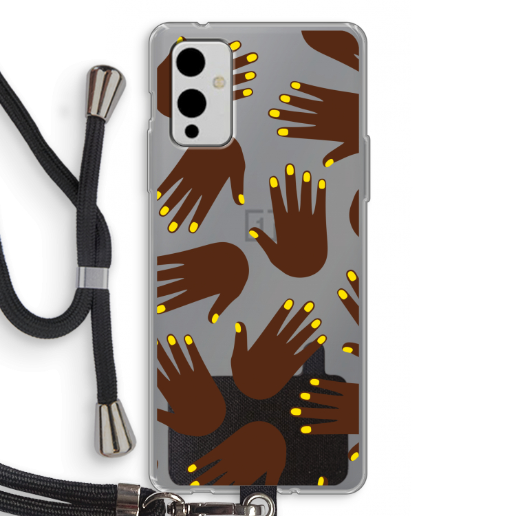 Hands dark: OnePlus 9 Transparant Hoesje met koord