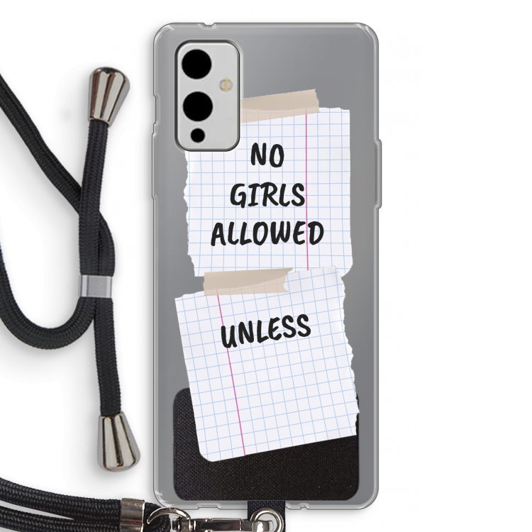 No Girls Allowed Unless: OnePlus 9 Transparant Hoesje met koord